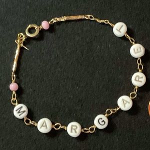 14K GOLD Antique Vintage Baby Bracelet MARGARET  7 1/2 inches